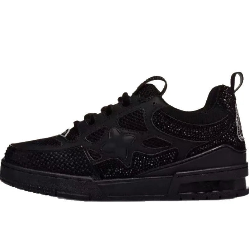 New Crystal Embedded Unisex Bread Shoe Thick Bottom Dad Sneaker Skateboarding Sport Shoe Comfortable Massage Anti-slip Wear-r...